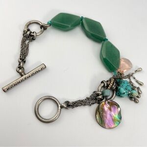 Kenneth Cole Green Stone Charm Toggle Bracelet with Shell & Turquoise Accents